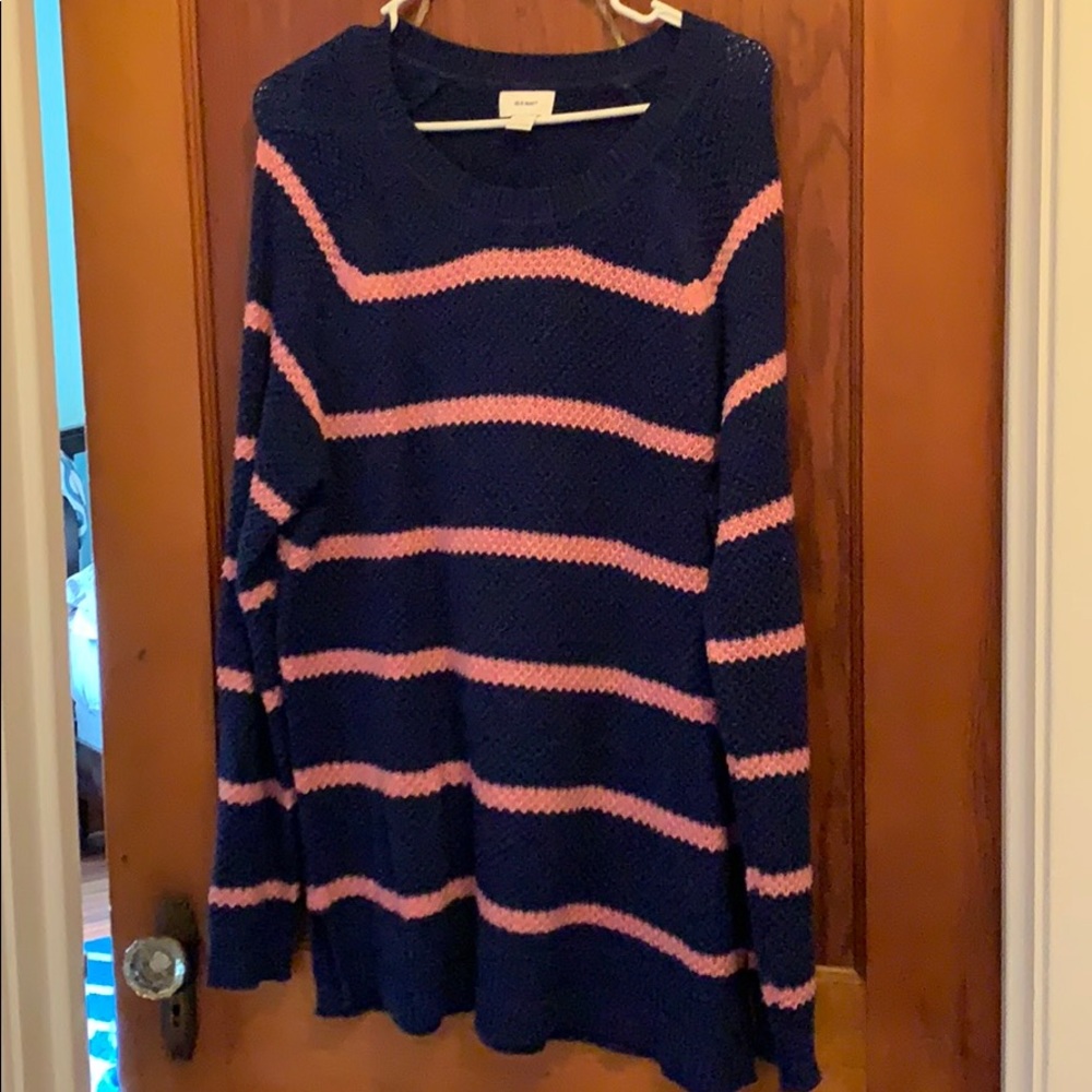 XL Navy blue/pink striped sweater